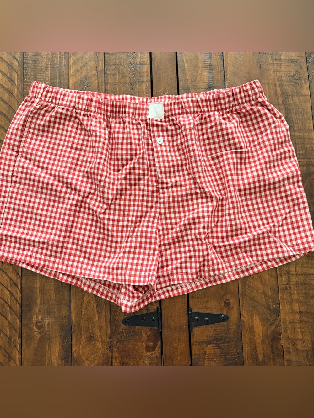 Red Gingham Print Women’s Boxer Shorts
